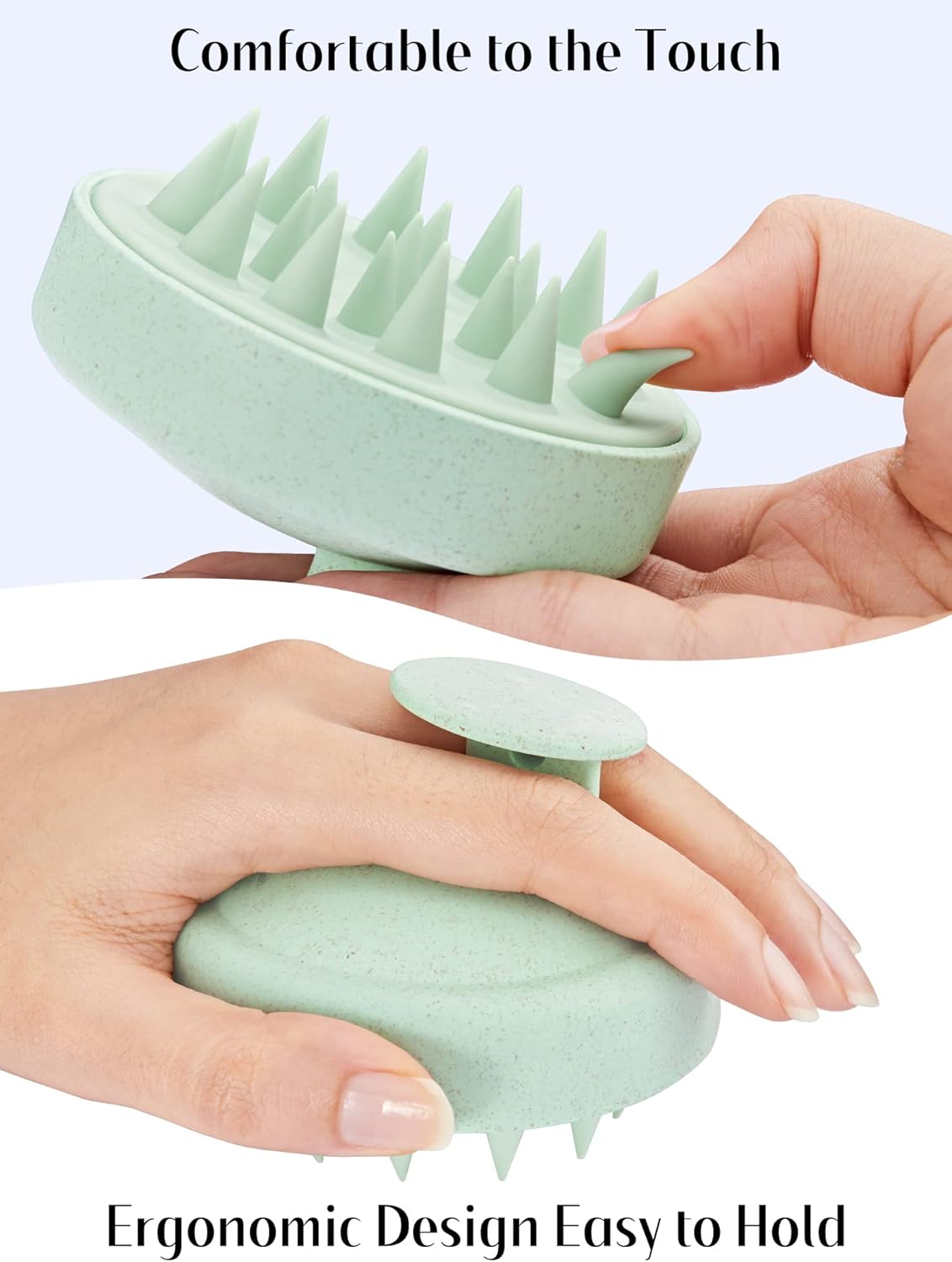 Thumbnail 5 de HEETA Masseur de cuir chevelu en poils silicone souple pour la croissance des cheveux – Brosse à shampooing vert menthe