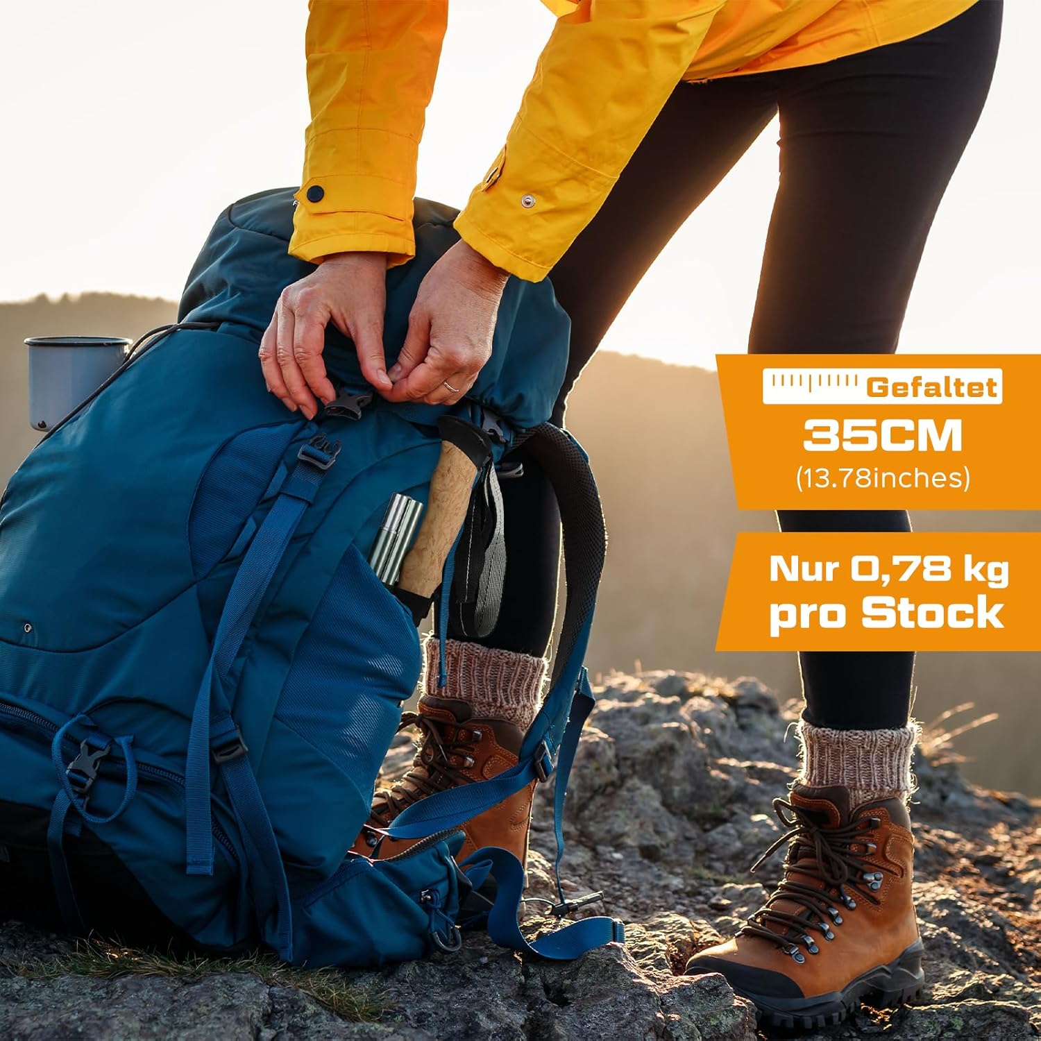 Thumbnail 5 de COVACURE Hiking Poles (2-pack) collapsible 7075 aluminium with EVA cork handle, 110–130cm