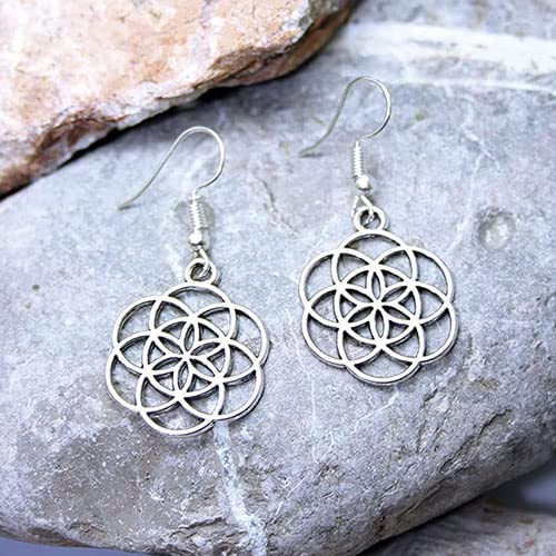 Detalle de SIMBOLIKS Pendientes Semilla de la Vida: Geometría Sagrada para Yoga y Meditación