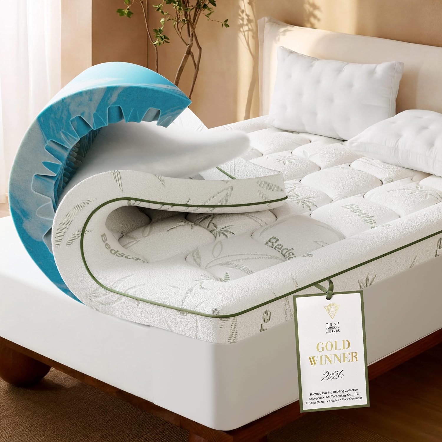 Detalle de Bedsure Memory Foam Mattress Topper, King Size