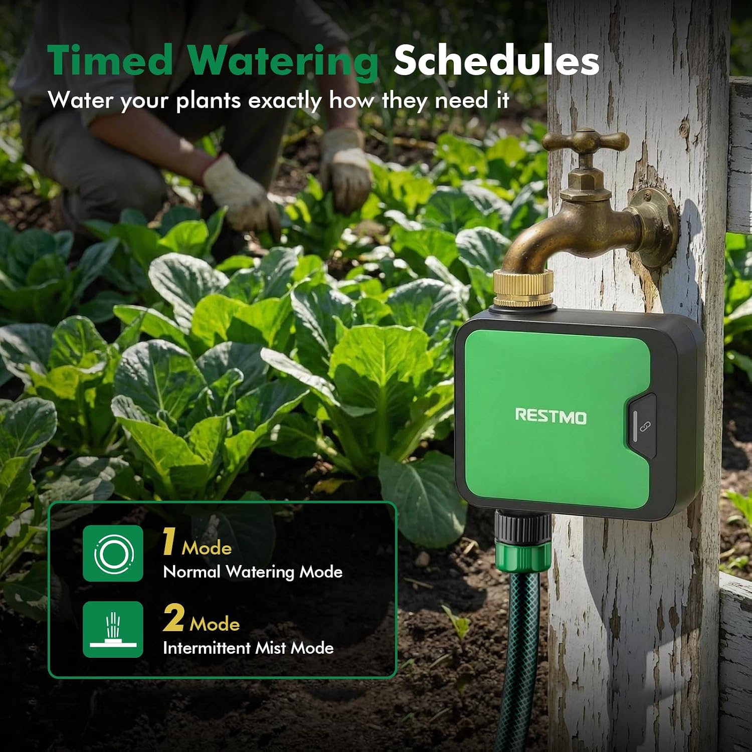 Detalle de RESTMO WiFi Water Timer with Brass Inlet