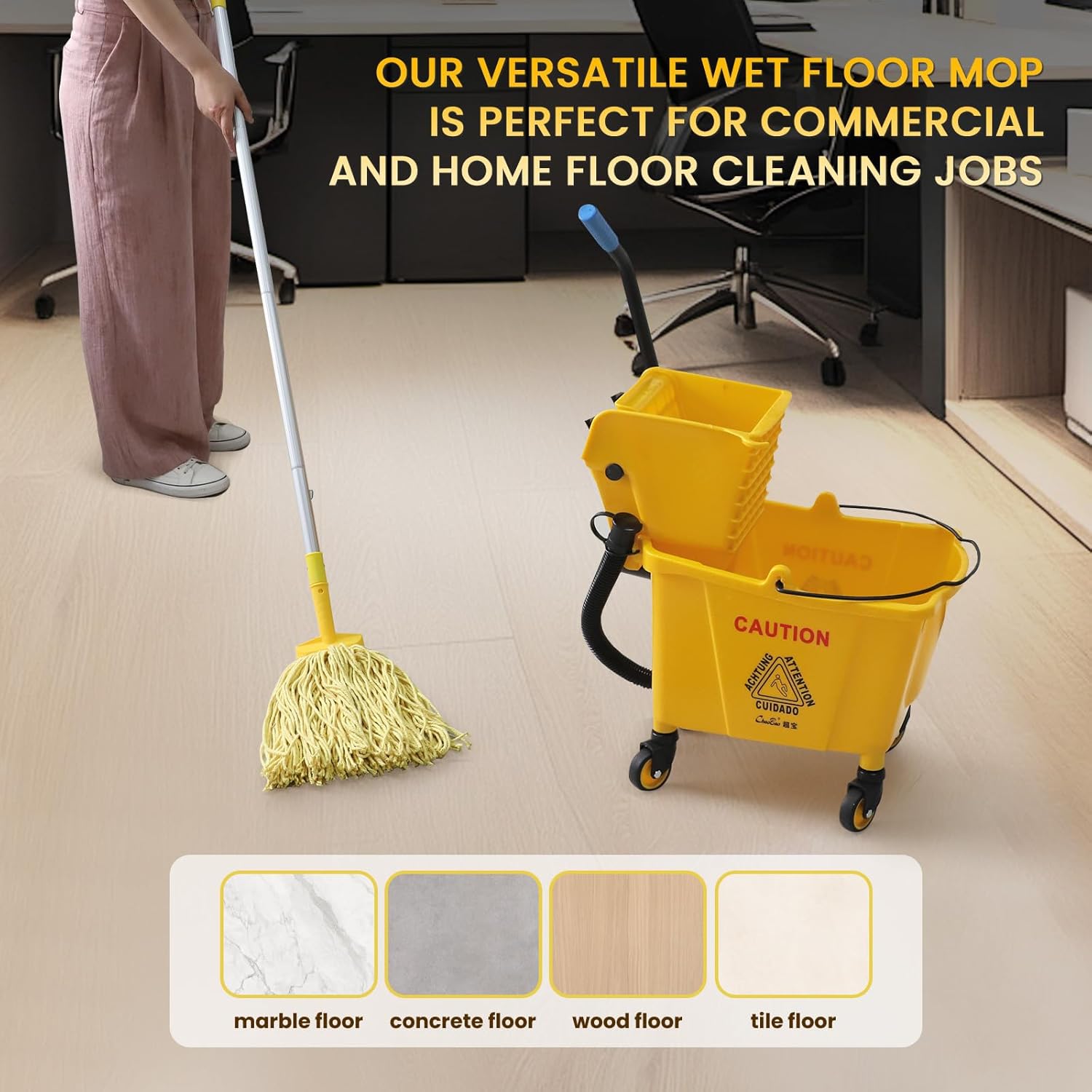 Thumbnail 2 de 35-Quart Commercial Mop Bucket with Wringer