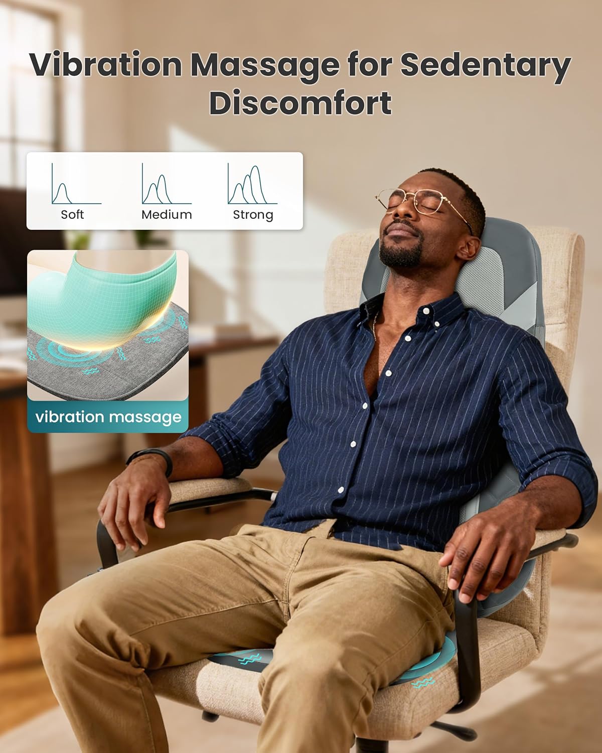 Detalle de Snailax Shiatsu Back Massager with Heat: Full-Back, Deep Tissue Relief
