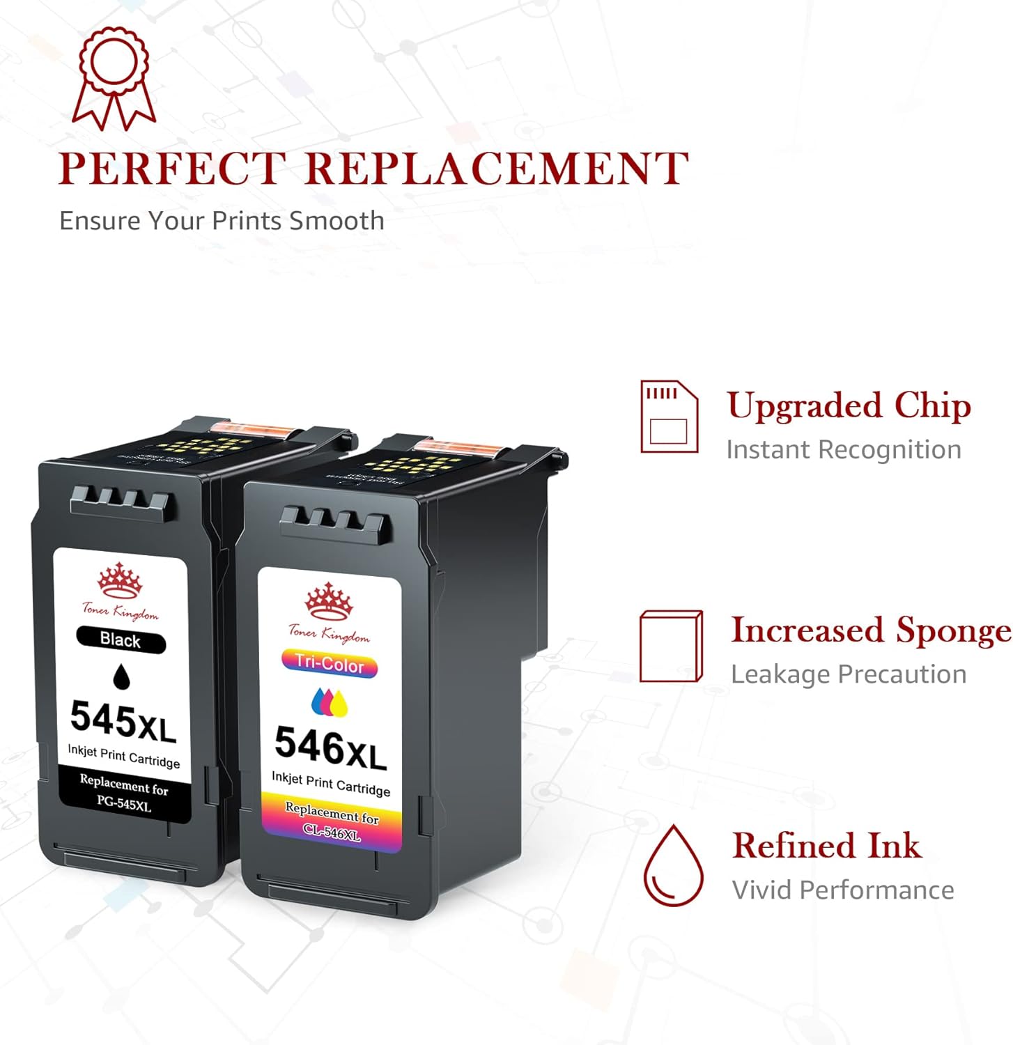 Detalle 2 de Toner Kingdom PG-545XL CL-546XL Schwarz/Gefärbt für Canon