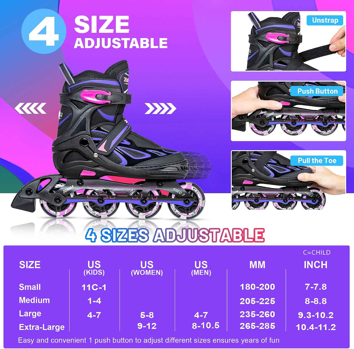 Detalle 2 de 2PM SPORTS Inline Skates with Reinforced Aluminum Frame