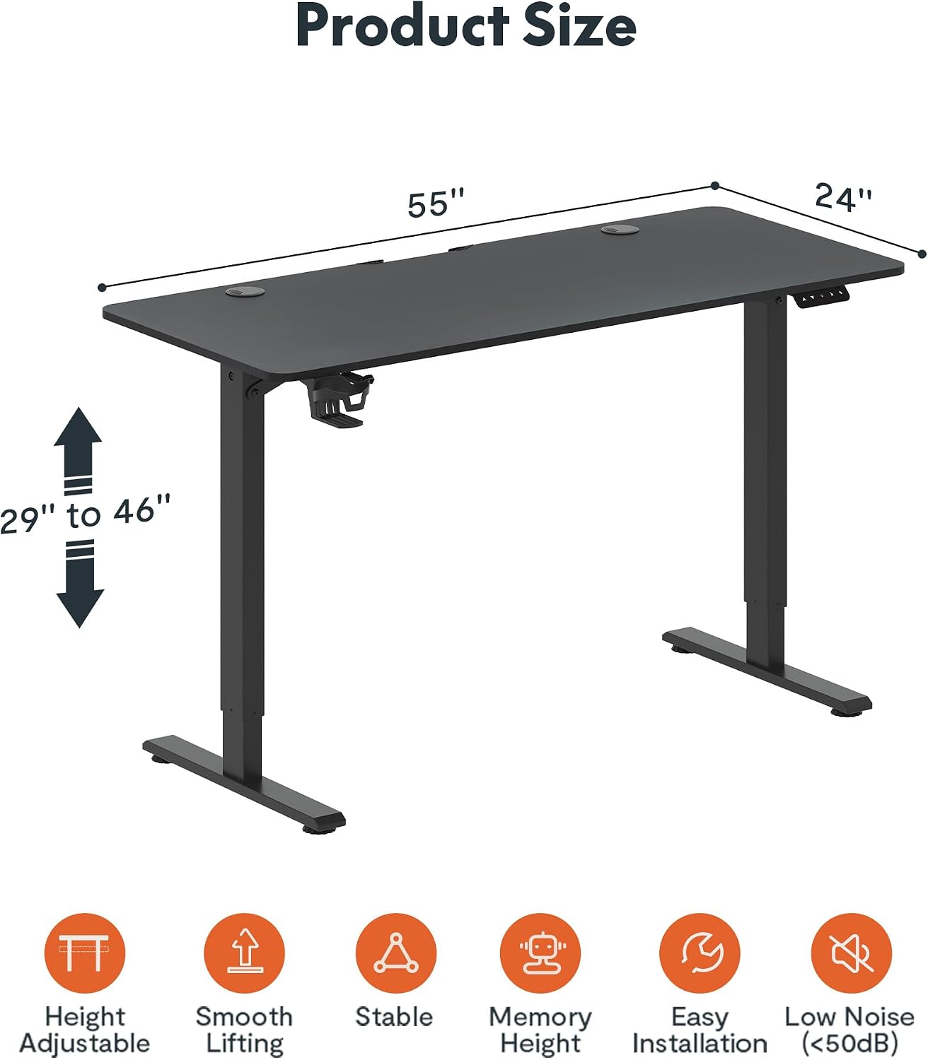 Detalle 2 de SANODESK Escritorio Elevable Eléctrico 140x60cm 🖥️, Ajustable y Práctico