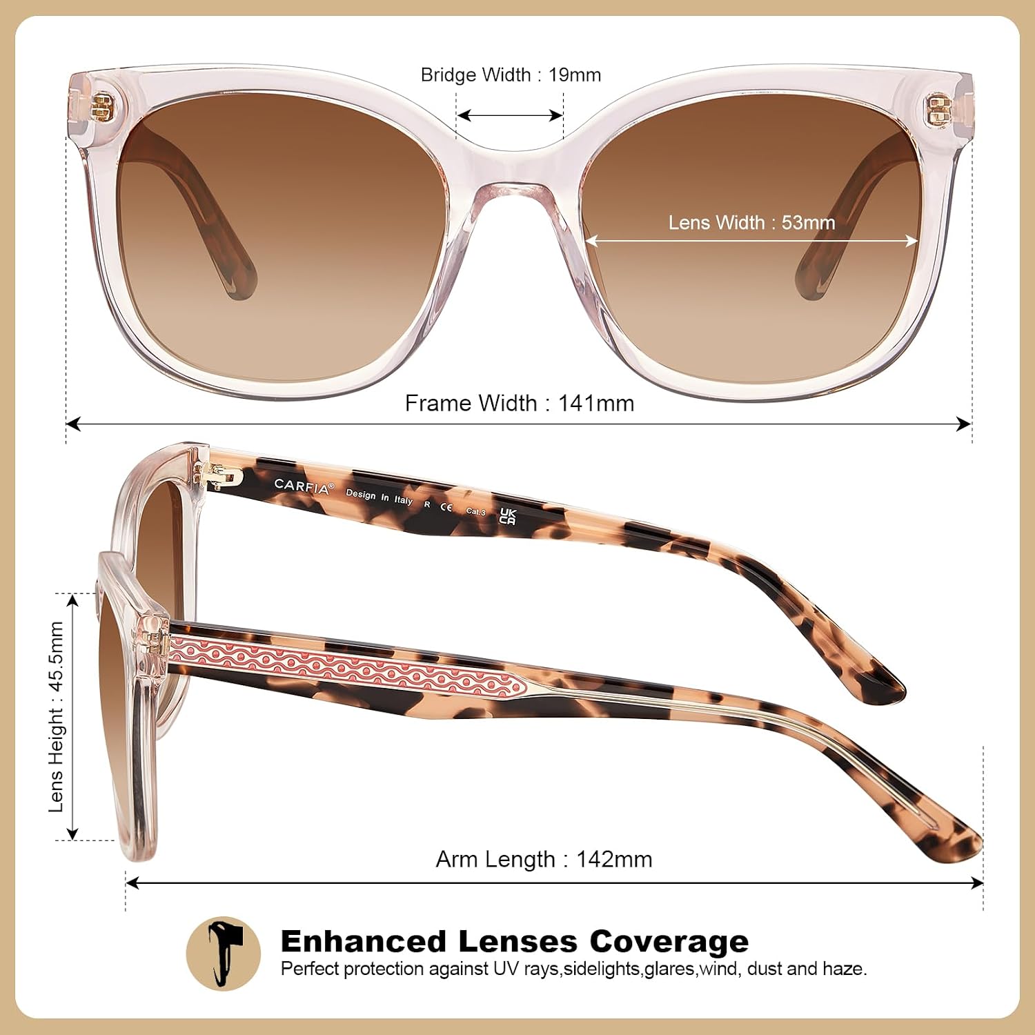 Thumbnail 5 de CARFIA CA5398 Cat Eye Polarised Sunglasses