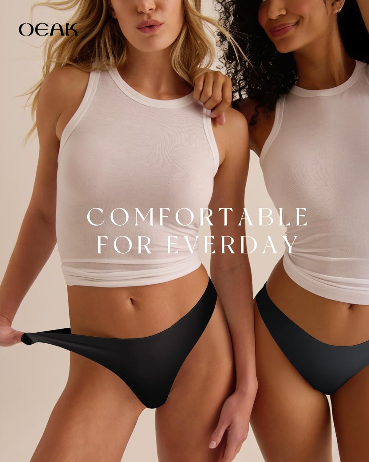 Thumbnail 1 de OEAK Seamless Thongs for Women: Invisible No-Show G-String Panties