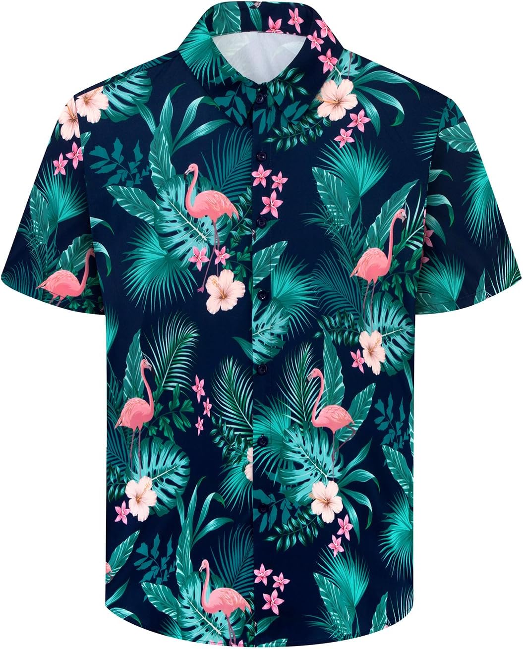 Detalle de XiaoMoSha Men's Hawaiian Shirt – Short Sleeve, Wrinkle-Free, Vibrant Floral Tee for Holidays