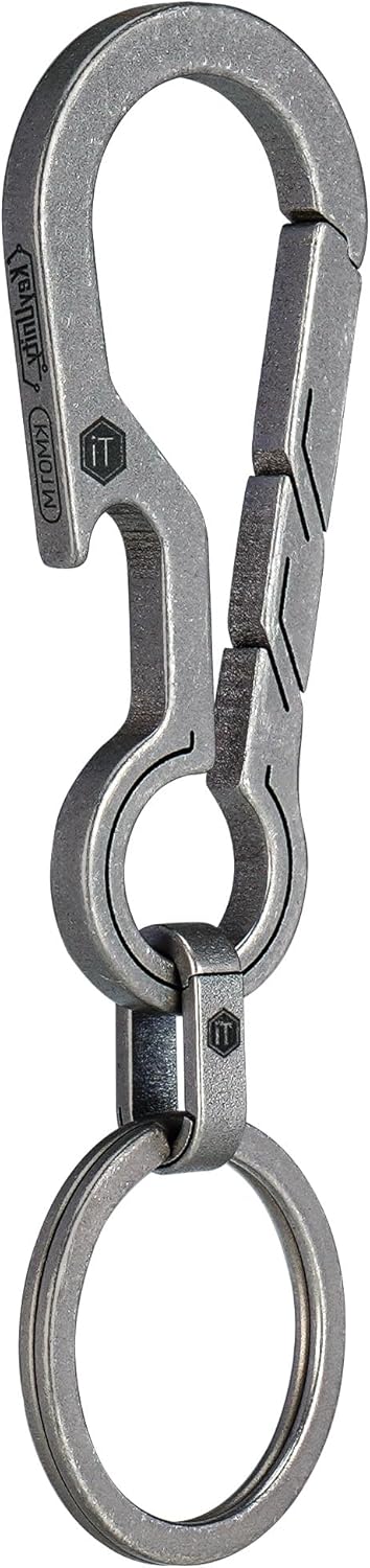 KeyUnity KM01 Titanium EDC Keychain Clip with Bottle Opener (Quick Release Carabiner Key Ring Holder)
