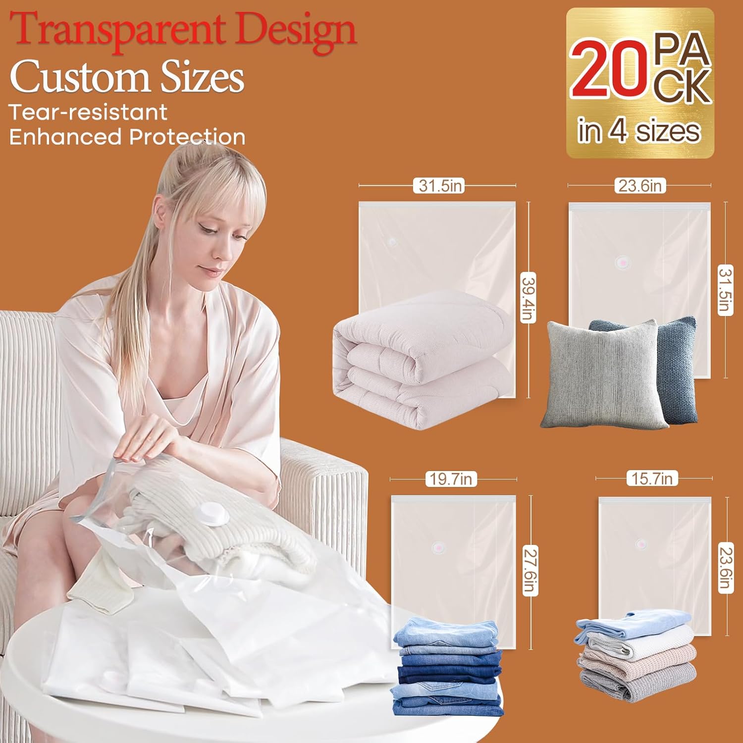 Detalle de Vacbird Vacuum Seal Bags 20 Pack, 4000Pa