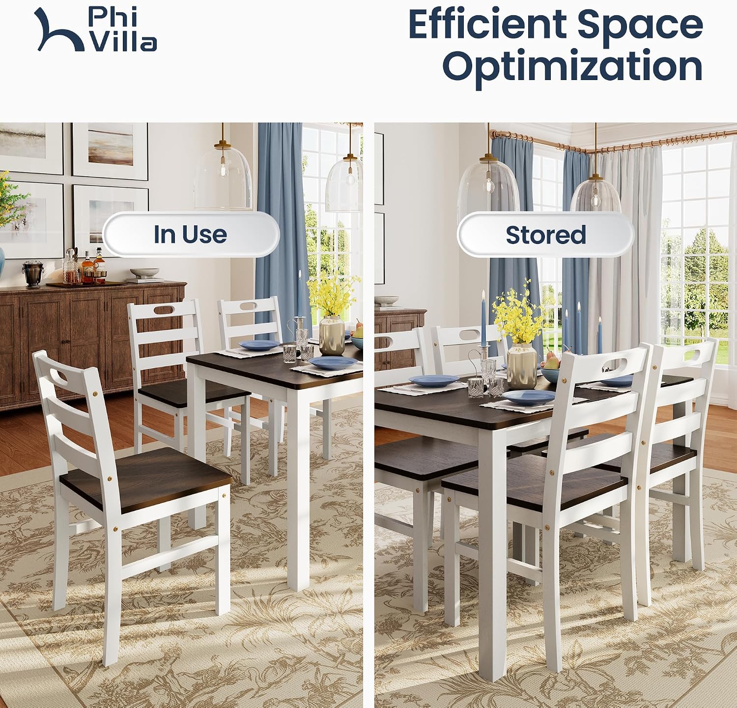 Thumbnail 6 de PHI VILLA Dining Table Set Solid Rubber Wood