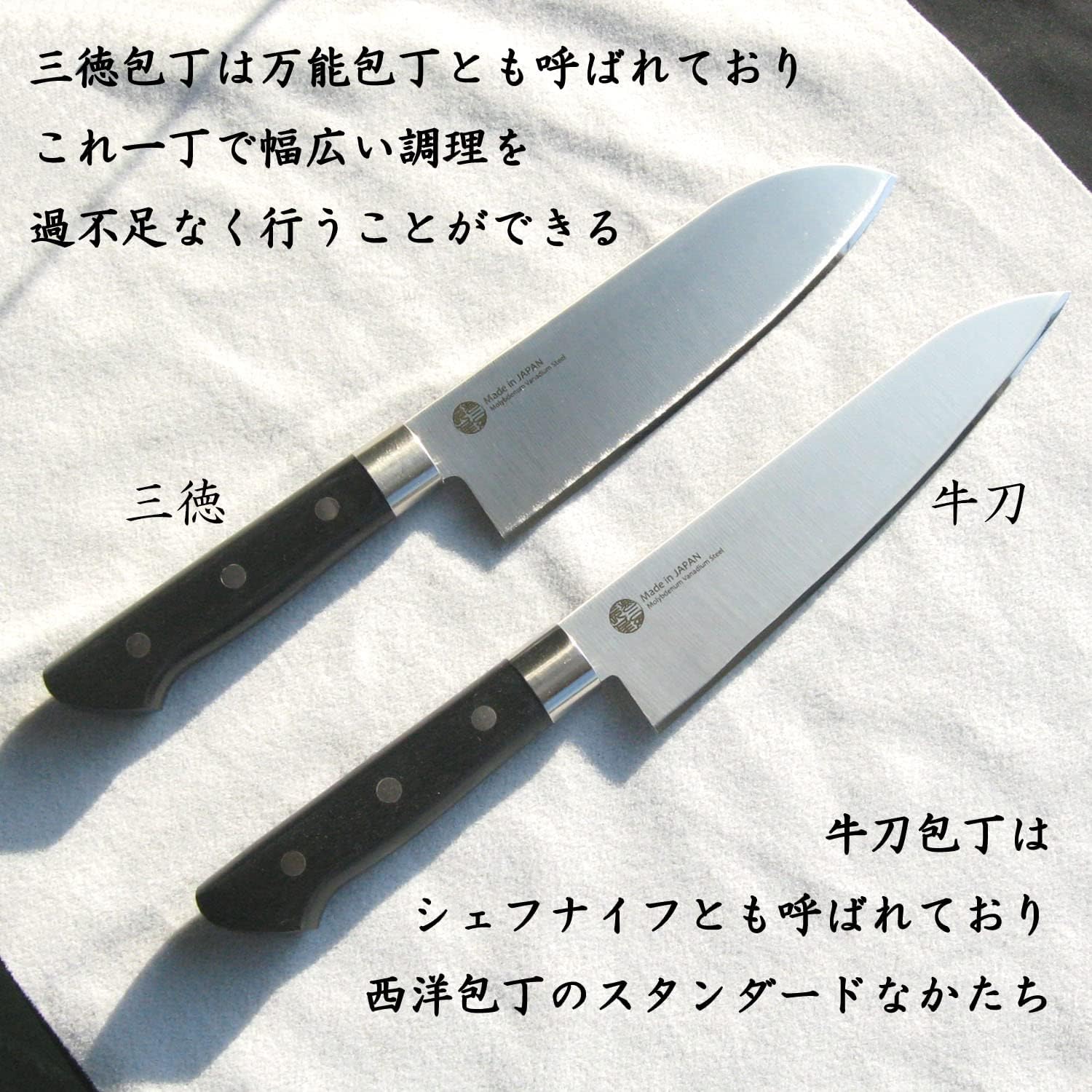 Detalle 2 de ナガオ 燕三条 三徳包丁 刃渡り165mm モリブデンバナジウム鋼・食洗機対応