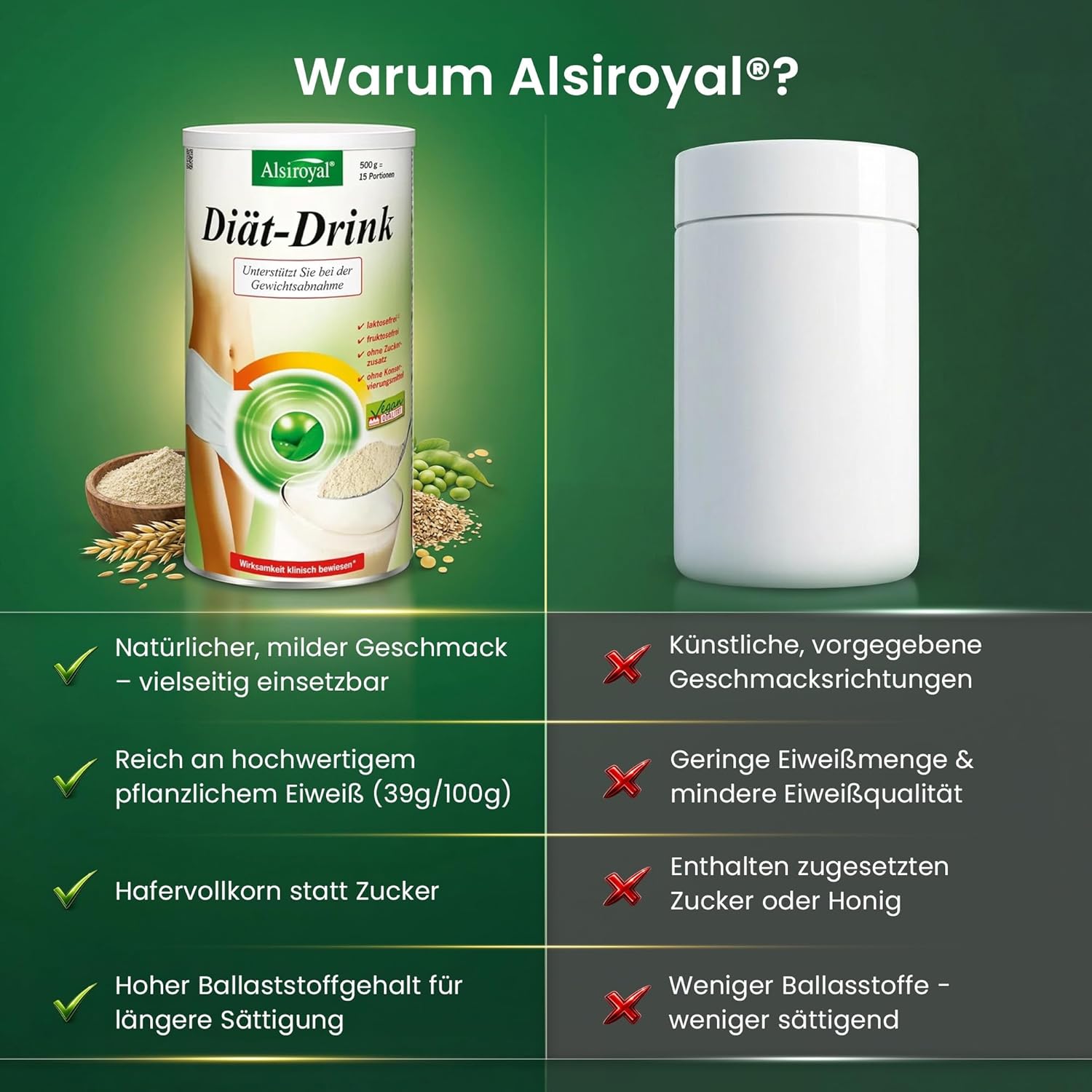 Detalle 1 de Alsiroyal Diät-Drink Vegan 500 g
