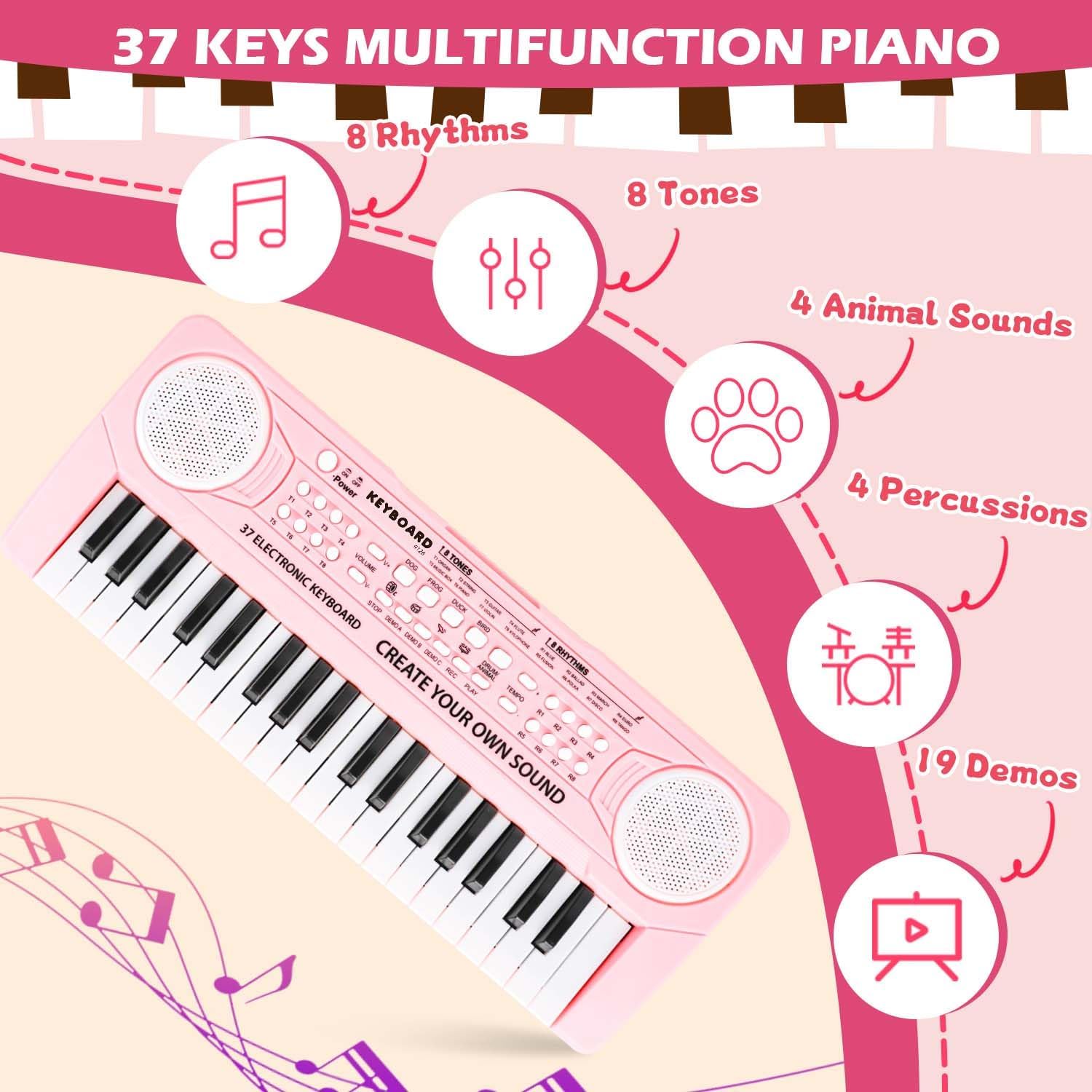 Detalle de Orvyna Pianola Bambini 37 Tasti con Microfono — Pianola educativa portatile per ragazzi e ragazze 3-6 anni