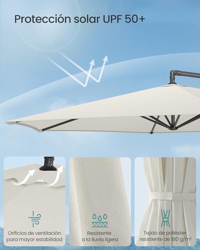 Thumbnail 2 de SONGMICS GPU116M01 Sombrilla en voladizo de 300 cm con soporte y UPF 50+ para balcón y jardín