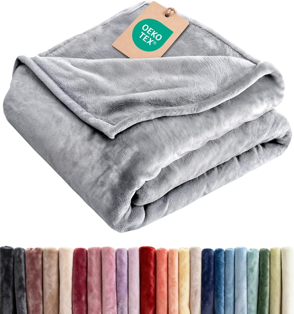 Detalle de CGK Unlimited Ultra Soft Fleece Blanket Throw (Grey) — lightweight, breathable microplush for couch, bed, and travel