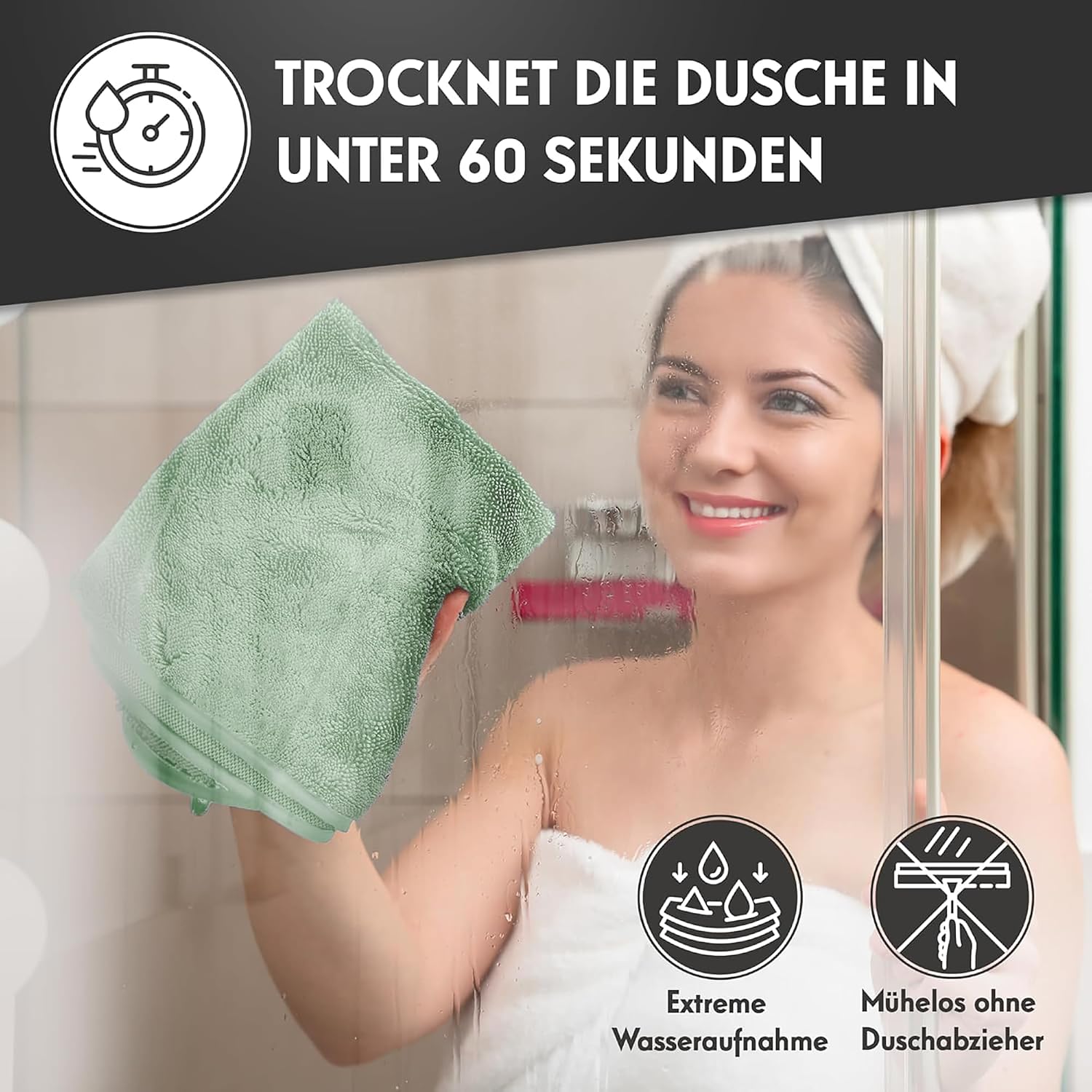 Detalle de NATARO® Fast Dry it. Premium Trockentuch – 2er Set, 40x50 cm, fusselfrei und kratzfrei