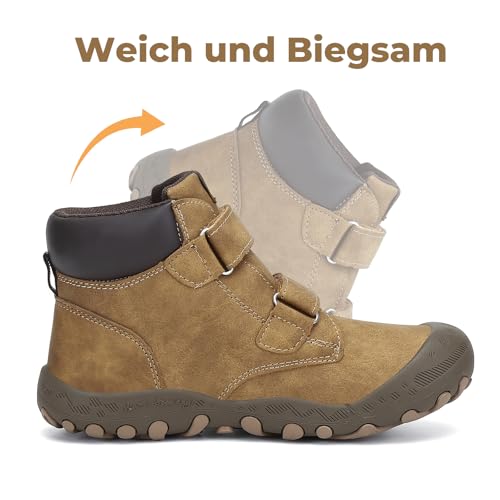 Detalle de Mishansha Kinder Wanderschuhe: Leicht, griffig und einfach an- und auszuziehen (Braun 29 EU)