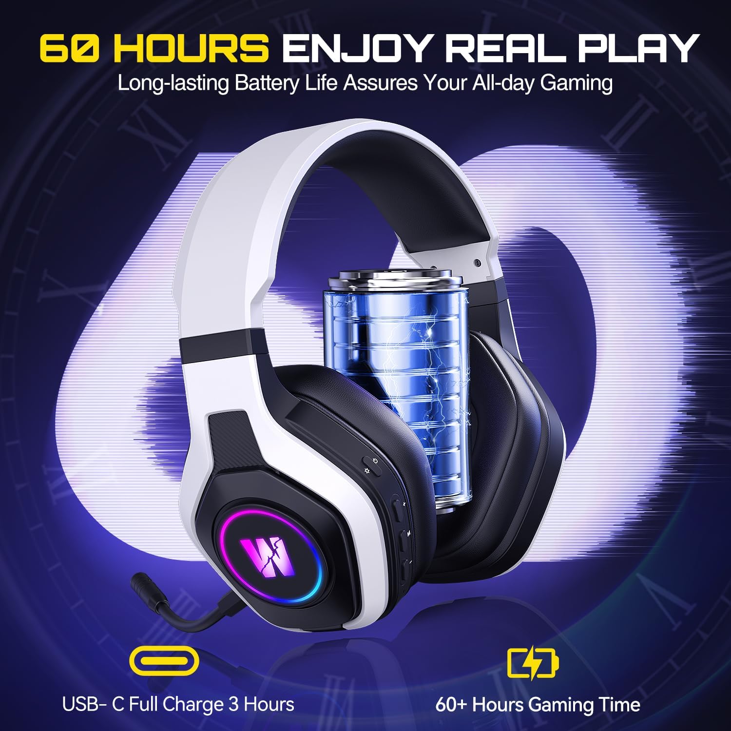 Thumbnail 2 de WiseWing DS01 Wireless Gaming Headset with Mic – 7.1 Surround, 60H Battery, RGB