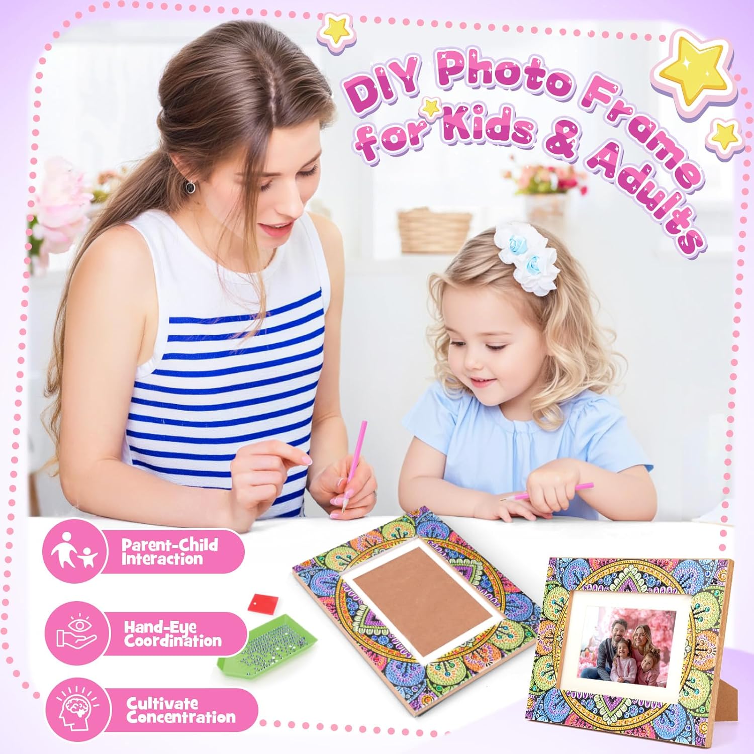 Thumbnail 1 de Arts and Crafts Kit Diamond Art Frame for Ages 6–12 🎨
