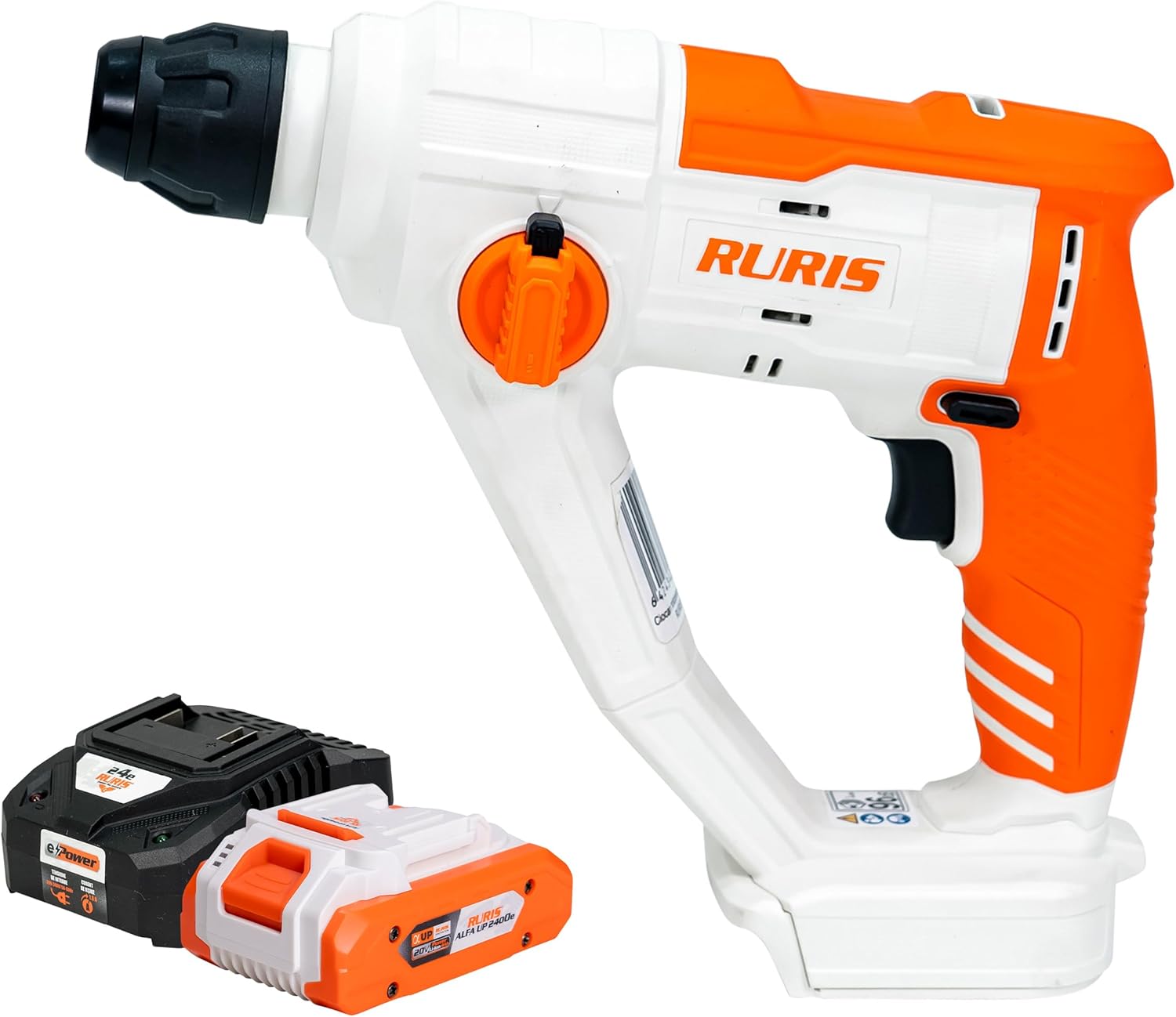 Detalle de RURIS RMX1210: Marteau perforateur sans fil SDS Plus 20V 4Ah avec LED, vitesse variable et forets 8/10/12 mm (pack inclus)
