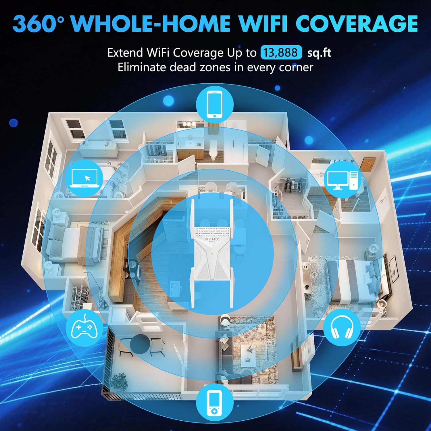 Thumbnail 5 de AX1800 WiFi 6 Repeater – leistungsstarker WLAN-Verstärker mit 1800 Mbit/s, Gigabit-LAN-Port und MU‑MIMO