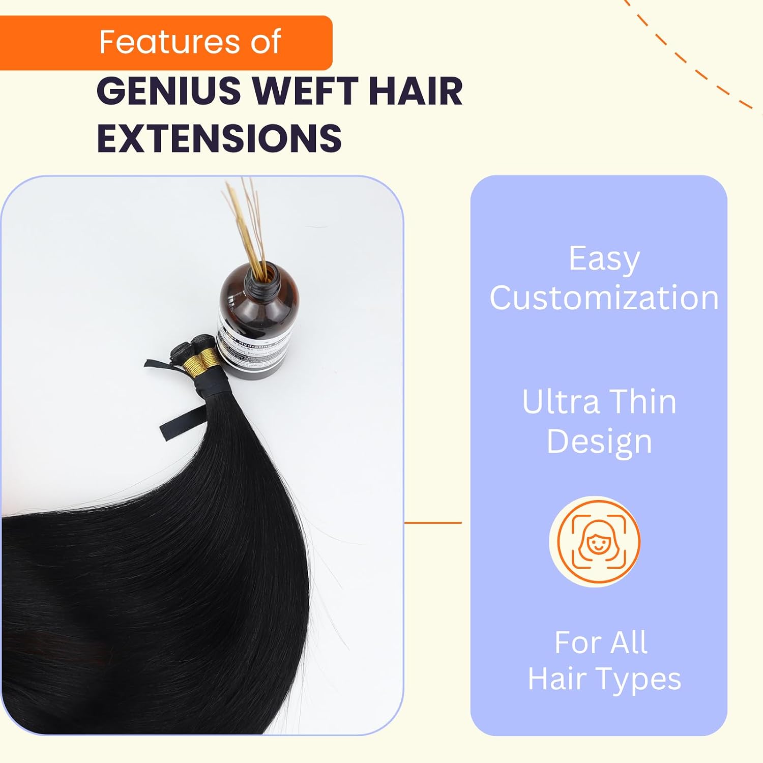 Detalle de Full Shine Hand Tied Weft Hair Extensions - 24 Inch, 120g, Jet Black