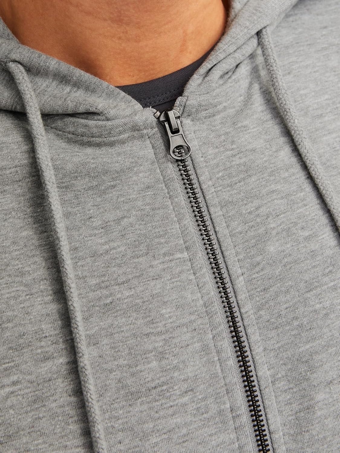 Thumbnail 5 de JACK & JONES Jjebasic Sweat Zip Hood NOOS felpa sportiva con cappuccio grigia chiara, XL da uomo