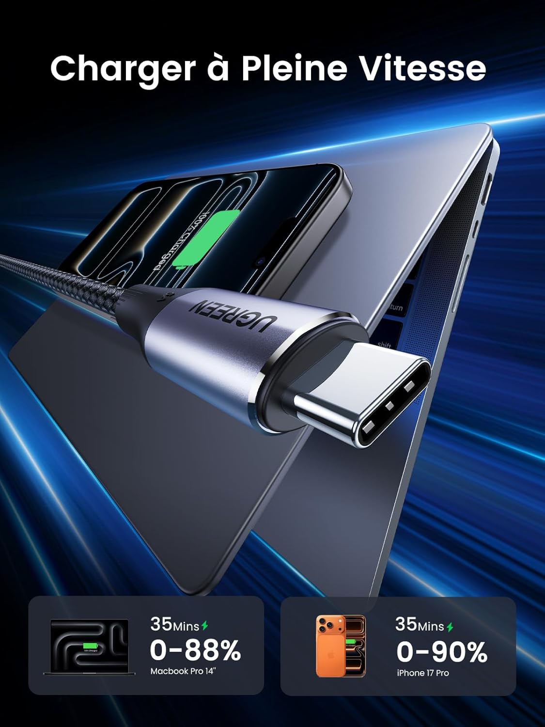 Detalle 2 de Câble UGREEN USB C 240W PD 3.1 ⚡