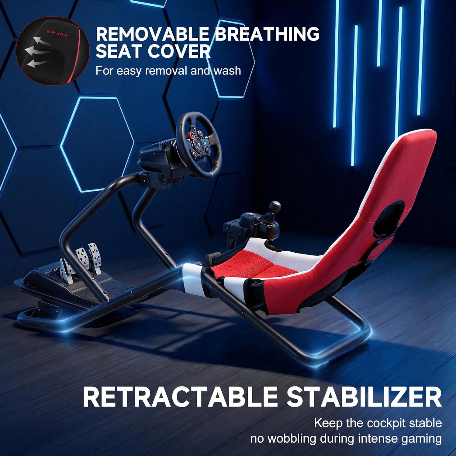 Thumbnail 6 de GTPLAYER GTS06-PRO Foldable Racing Cockpit, Adjustable Red Simulator Seat