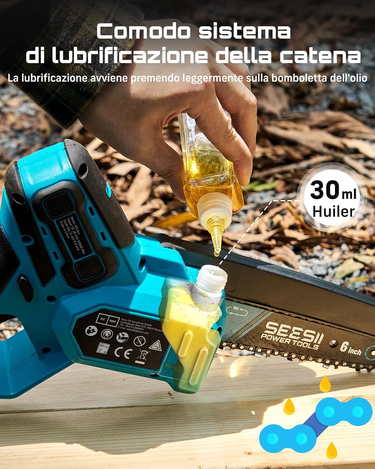 Thumbnail 5 de SEESII 6 & 8 Mini Motosega Elettrica da Potatura 1000 W – 2-in-1 con lama da 6" e 8
