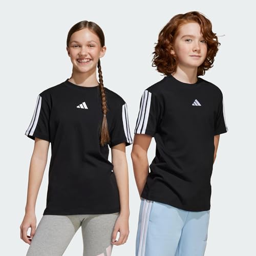 Detalle de adidas Unisex Bambini Essentials 3 Stripes T-Shirt, Black/White, 15-16 Years