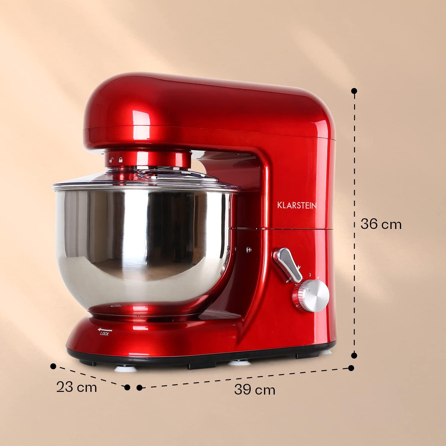 Detalle de Klarstein Bella Rossa TK2-Mix8-R keukenmachine met kom van 5,2 liter