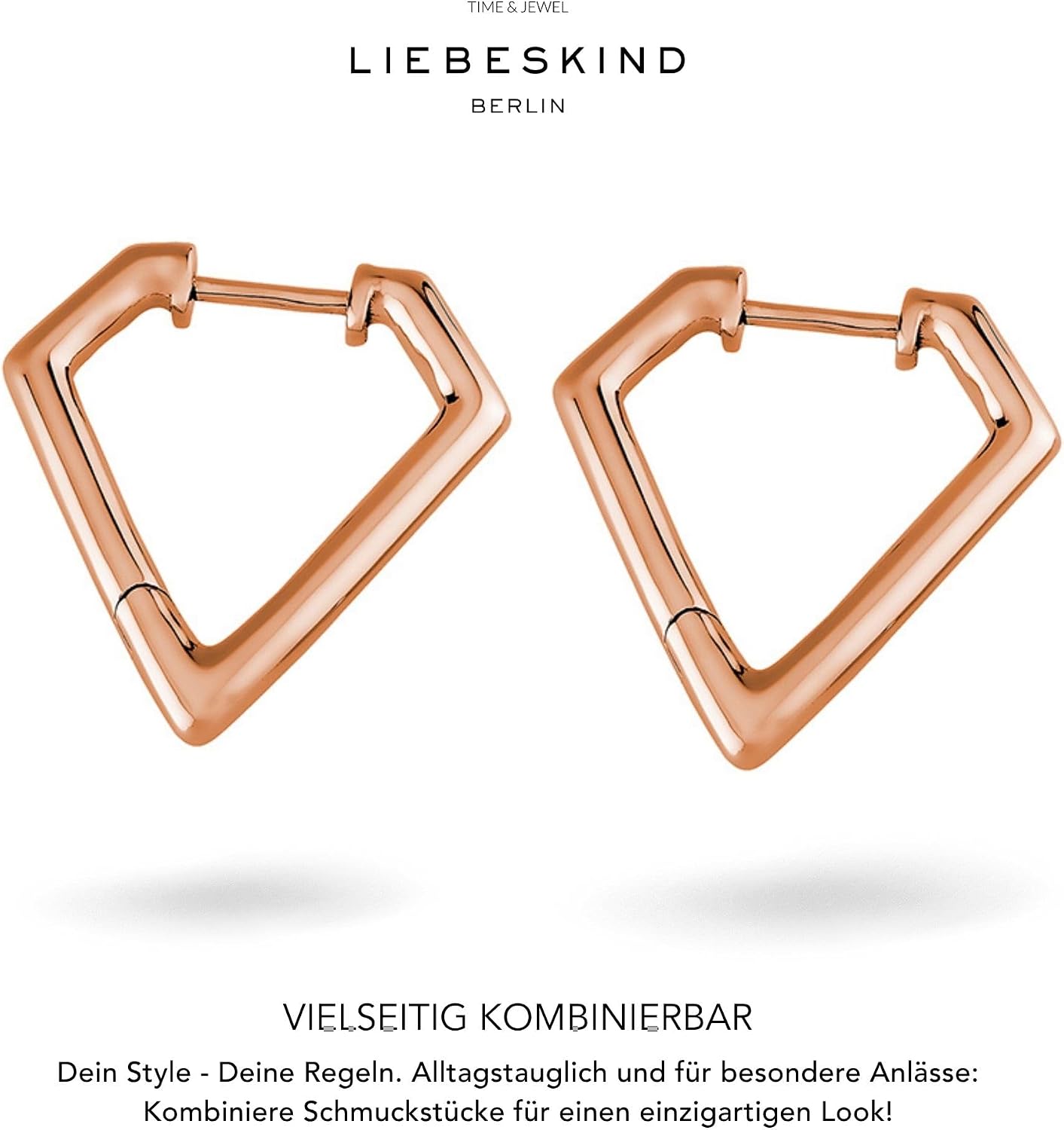 Detalle de LIEBESKIND BERLIN Damen Ohrringe – Geometrisch & Dreieckig, Edelstahl rosévergoldet