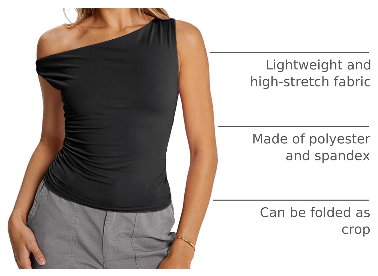 Detalle 2 de Trendy Queen Women’s Off The Shoulder Stretch Crop Tank Top (Y2K going-out style)