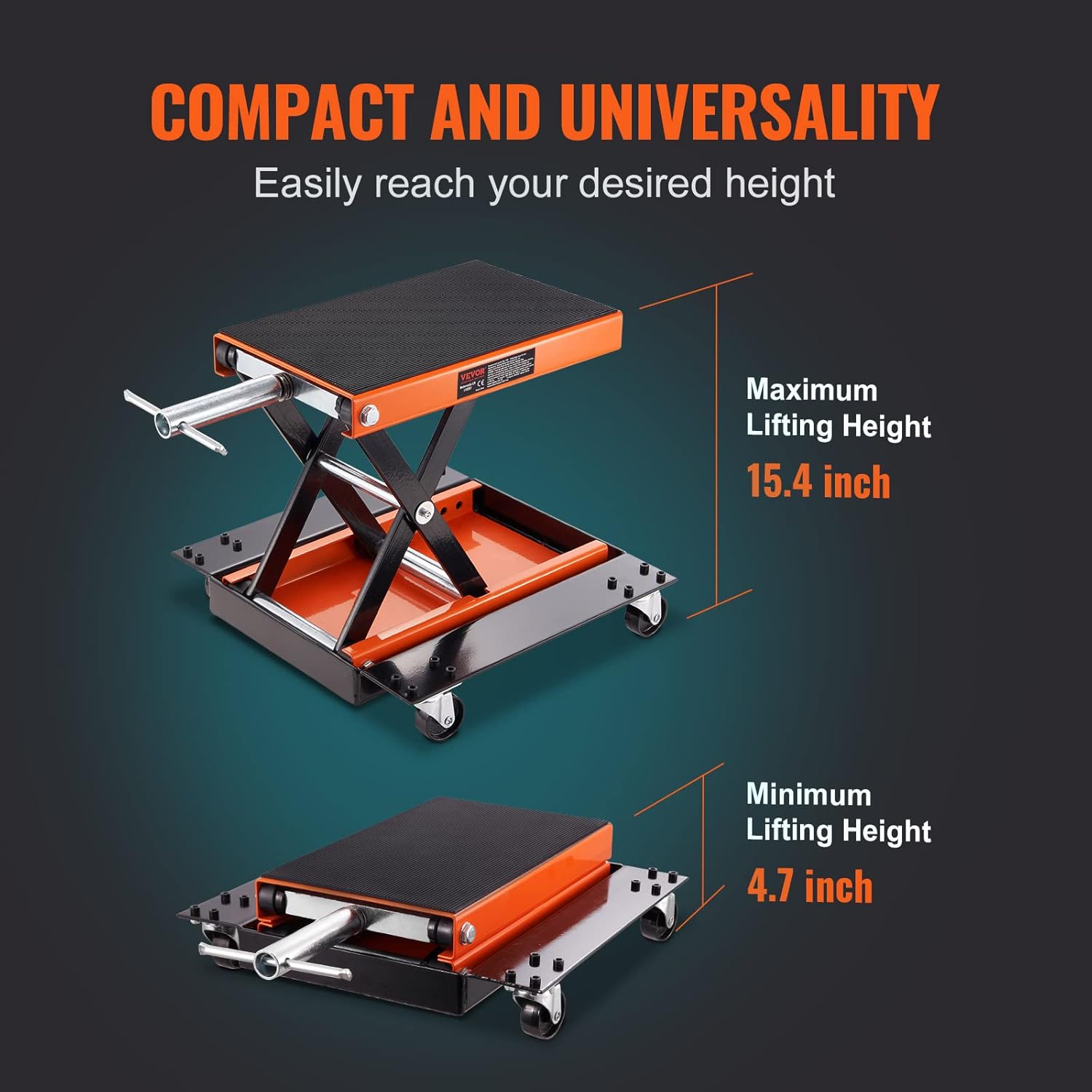 Thumbnail 5 de VEVOR Motorcycle Lift (1100 LBS) Scissor Lift Jack with Dolly & Hand Crank for Street, Cruiser & Touring Bikes