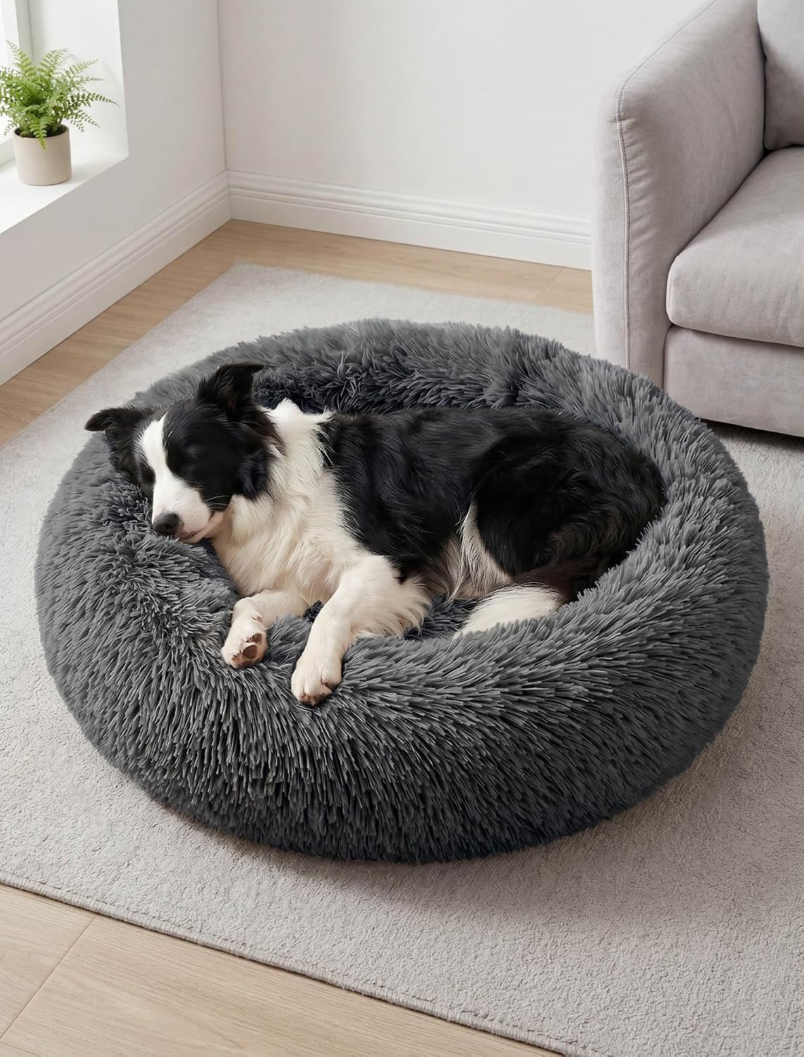 Detalle de Moistu Moistu XL Dog Bed Donut Washable – 80cm round calming cushion with non-slip base