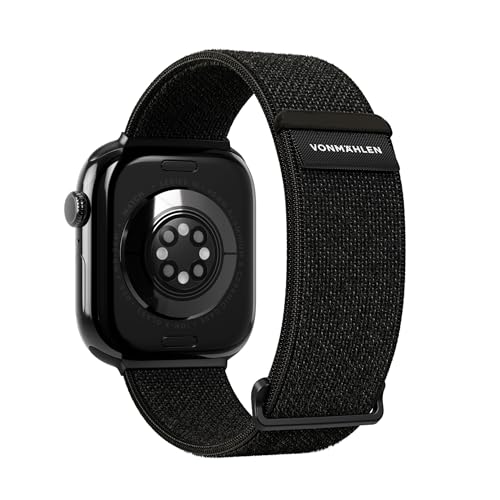 Detalle 2 de VONMÄHLEN Fitness Loop 2 – Sportarmband aus robustem Nylongewebe für Apple Watch, Größe 44–49 mm, Schwarz