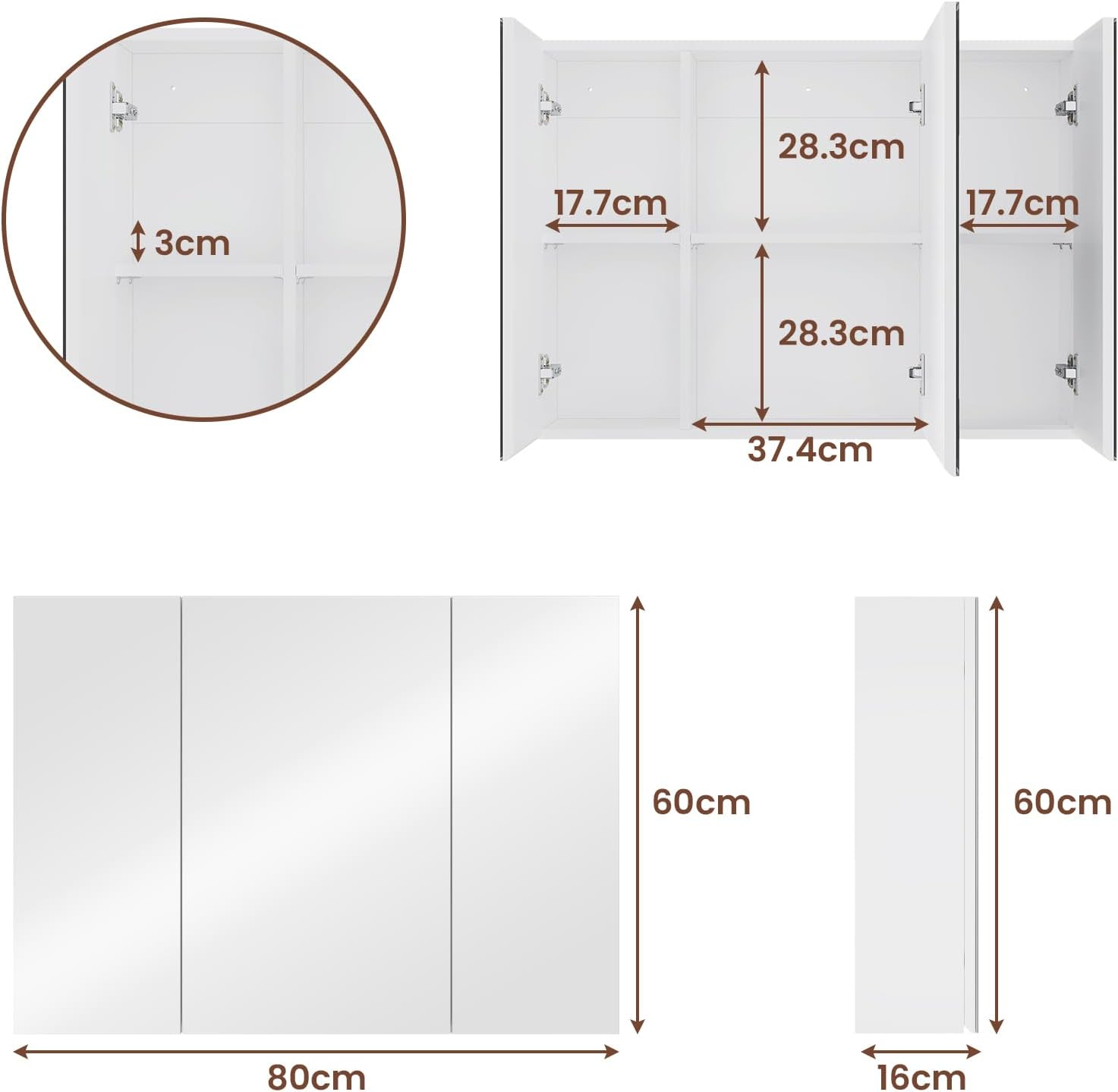 Detalle 2 de DICTAC armoire de salle de bain 80×60×16