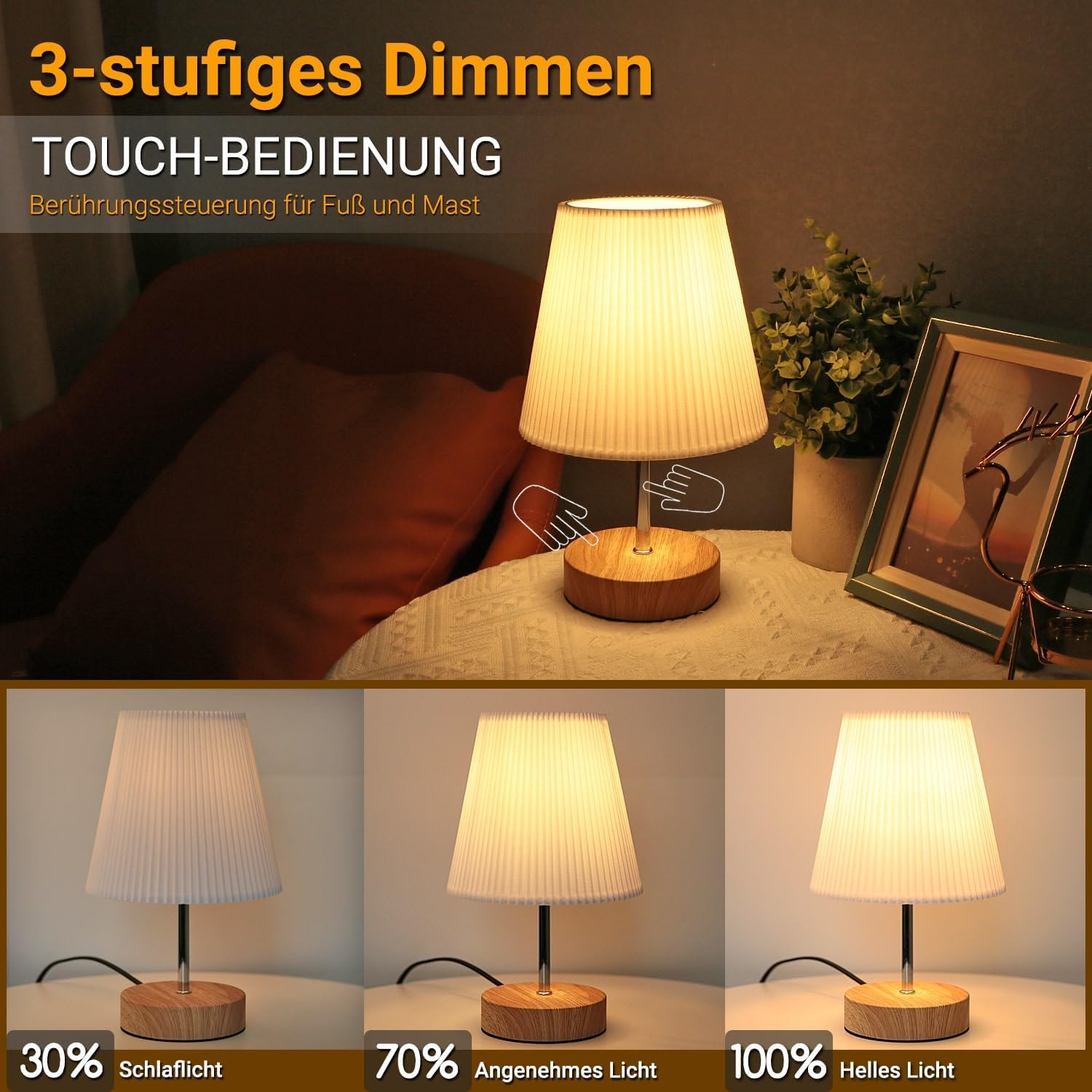 Thumbnail 5 de HSLighting Nachttischlampe Touch dimmbar 2700K