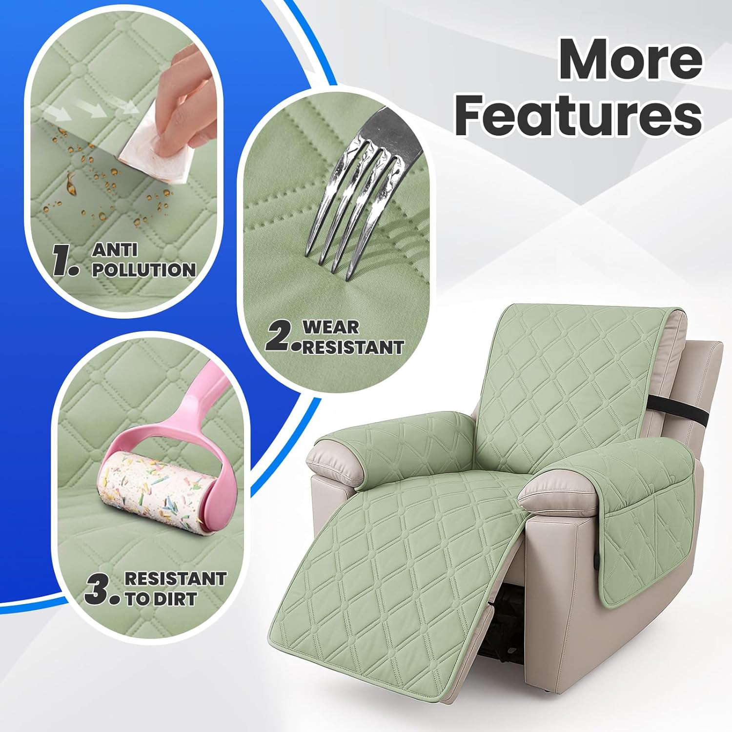 Thumbnail 5 de Ystyle housse 100% étanche pour fauteuil relax inclinable électrique, vert menthe