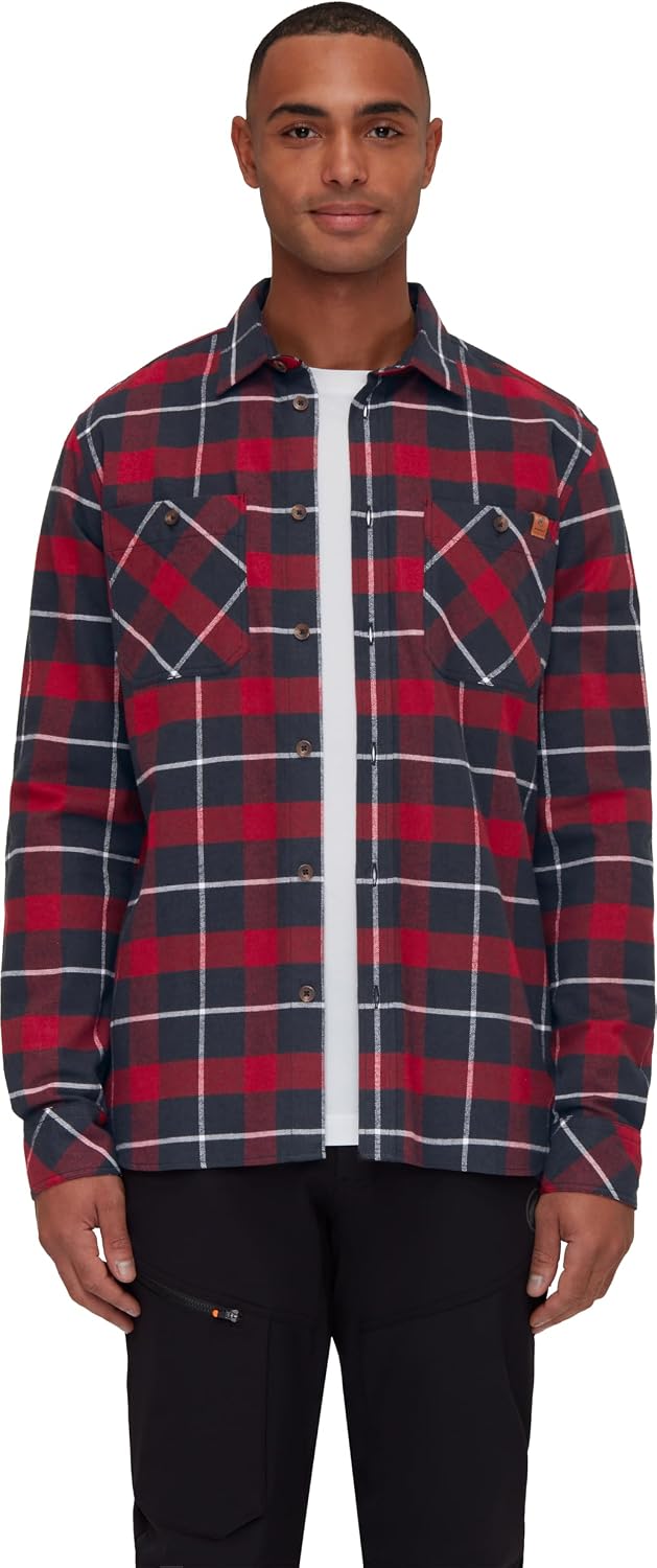 Detalle de Mammut Alvra Longsleeve Shirt Men: camicia in flanella a quadretti, asciugatura rapida