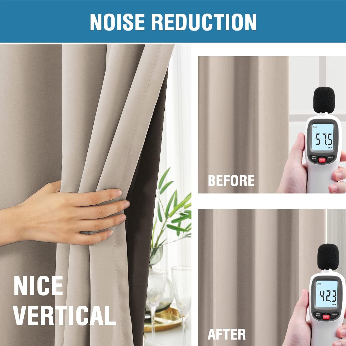 Thumbnail 5 de H.VERSAILTEX 2 Blackout Curtains, 84-Inch, Natural Sand, Black Liner