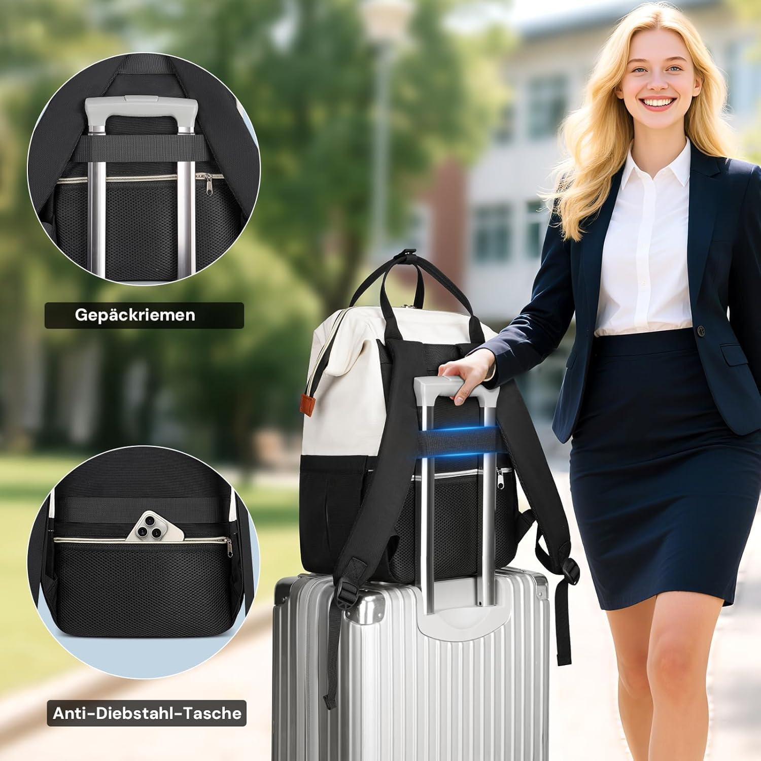 Detalle de MATEIN 2-i-1-ryggsäck med laptopfack för 15,6 tum och avtagbar kylväska