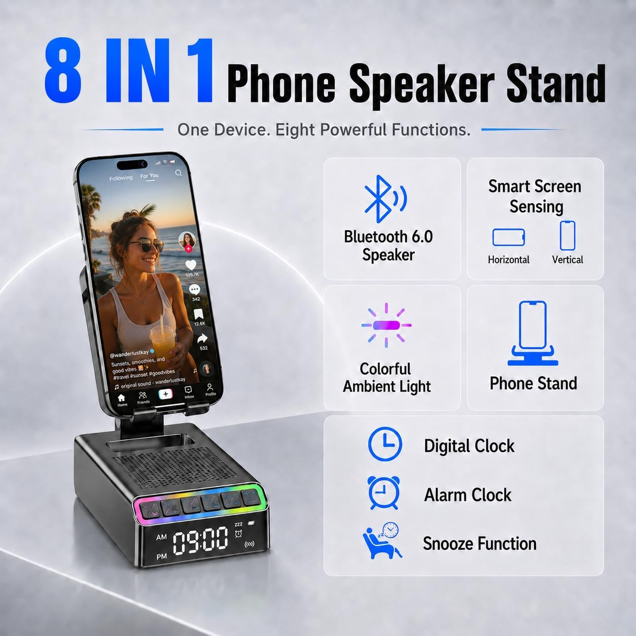 Detalle de Hupoaf Bluetooth Speaker Phone Stand, 2600mAh