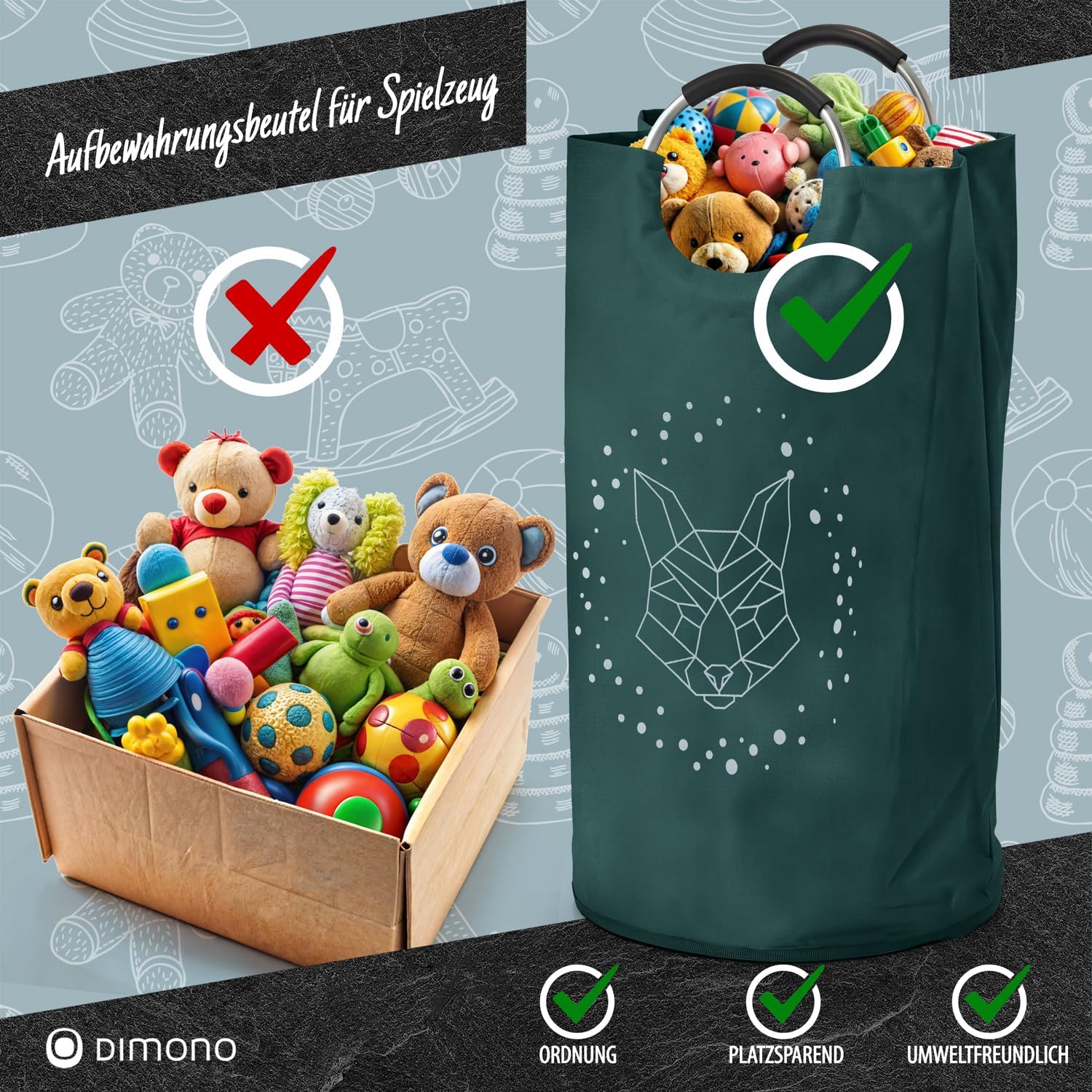 Detalle de Dimono® Foldable Deposit Bottle Collector, 70 L Polyester Storage Bag