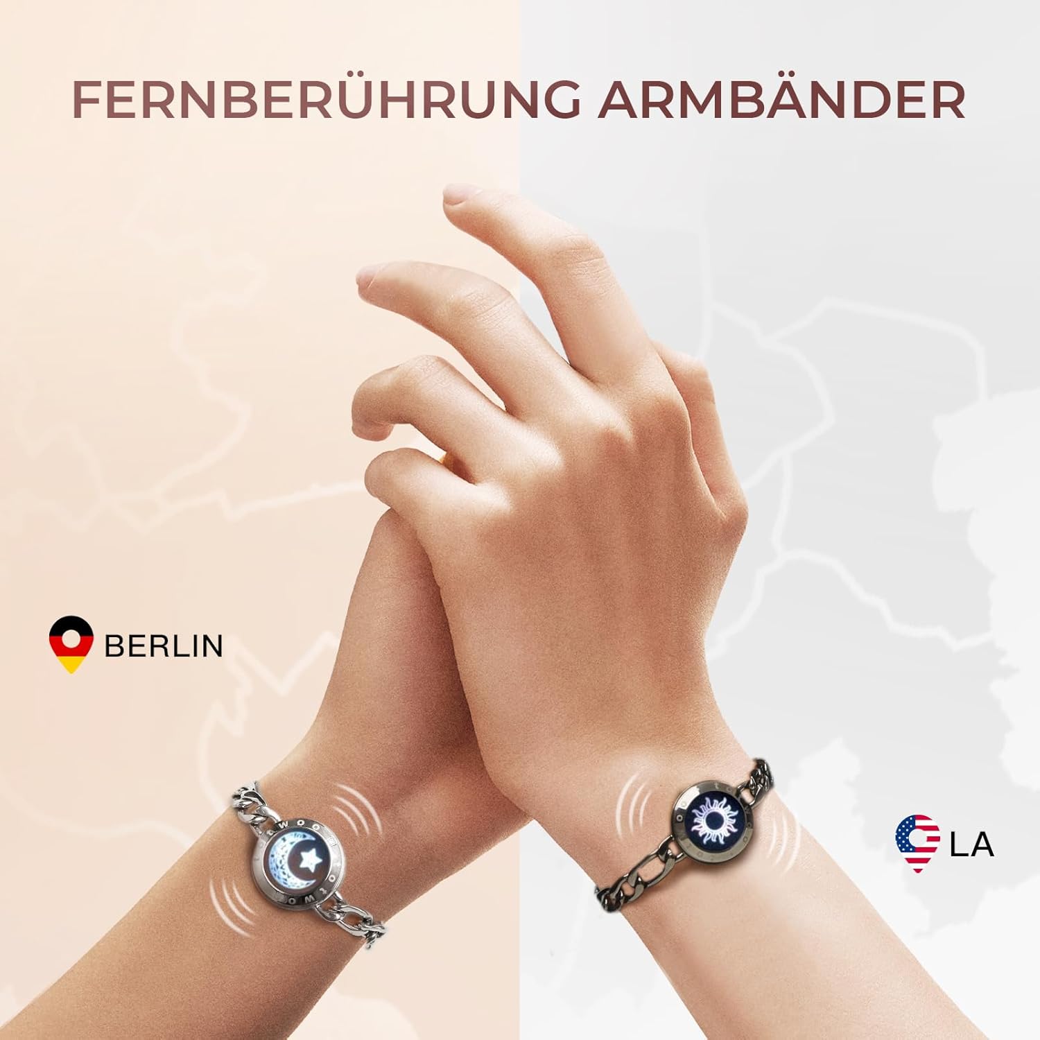 Thumbnail 1 de TOTWOO Bracciali per Coppie con Collegamento Bluetooth Uno a Uno – Luci, Vibrazione e App per Relazioni a Distanza