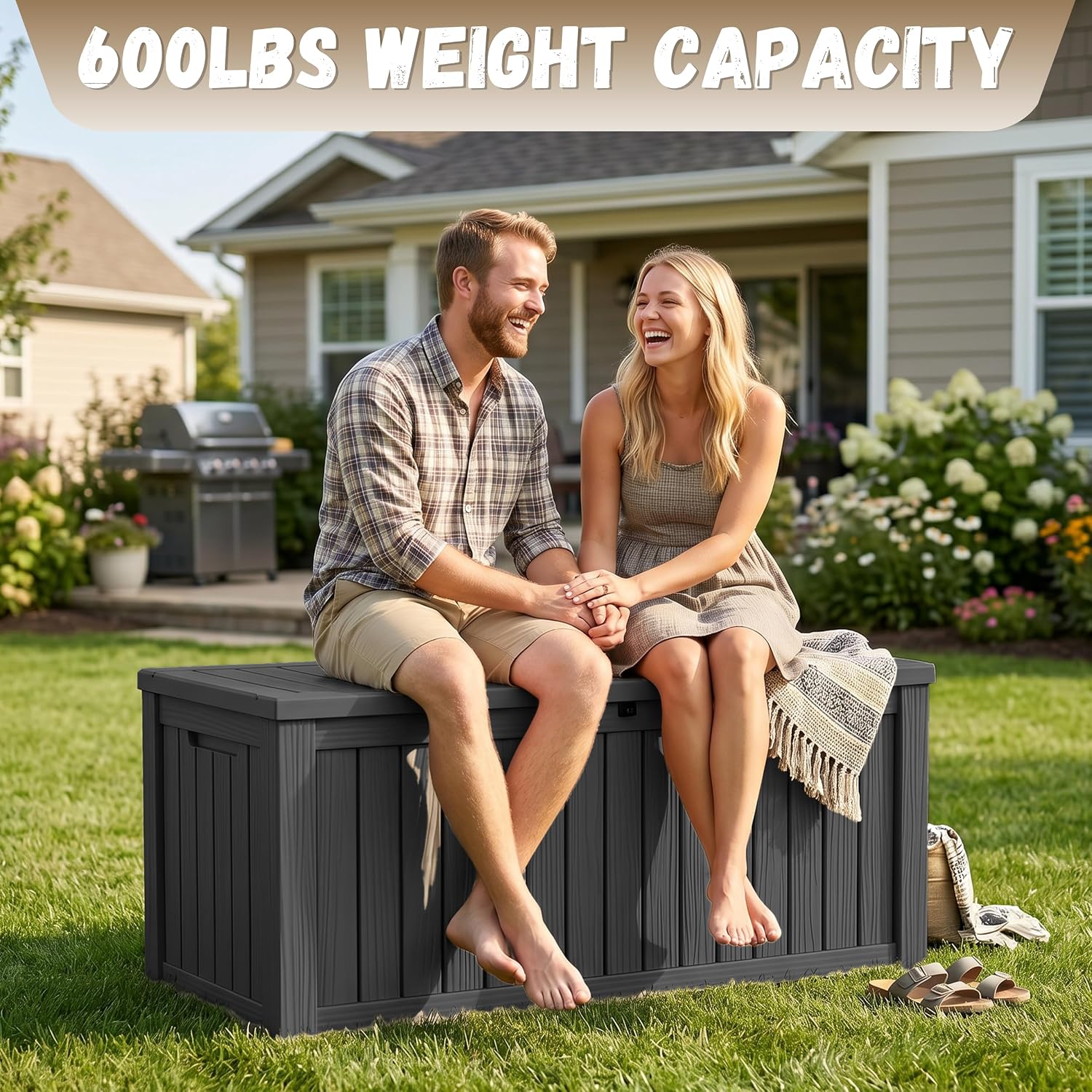 Thumbnail 4 de EasyUp 220 Gallon Deck Box, Black Lockable Outdoor Storage with UV-Resistant Resin