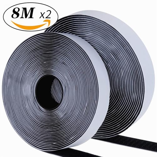 Detalle 2 de Blooven: Cinta de gancho y lazo adhesiva 20 mm x 8 m (Negro)